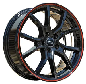 R17x7  5X105  ET  40  56.6  B5253  Czarny+Czerwony Line (BR)  Fits for RACIN  (L3)