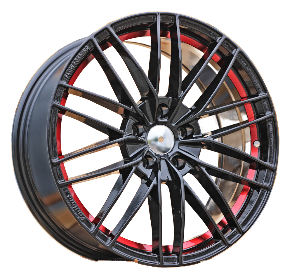 R18x8  5X112  ET  35  66.5  F1995  (FBX001)  Czarny (BL)  Do Audi  (P1)  (HYBRID KUTEJ ABT Styl +Czerwony)